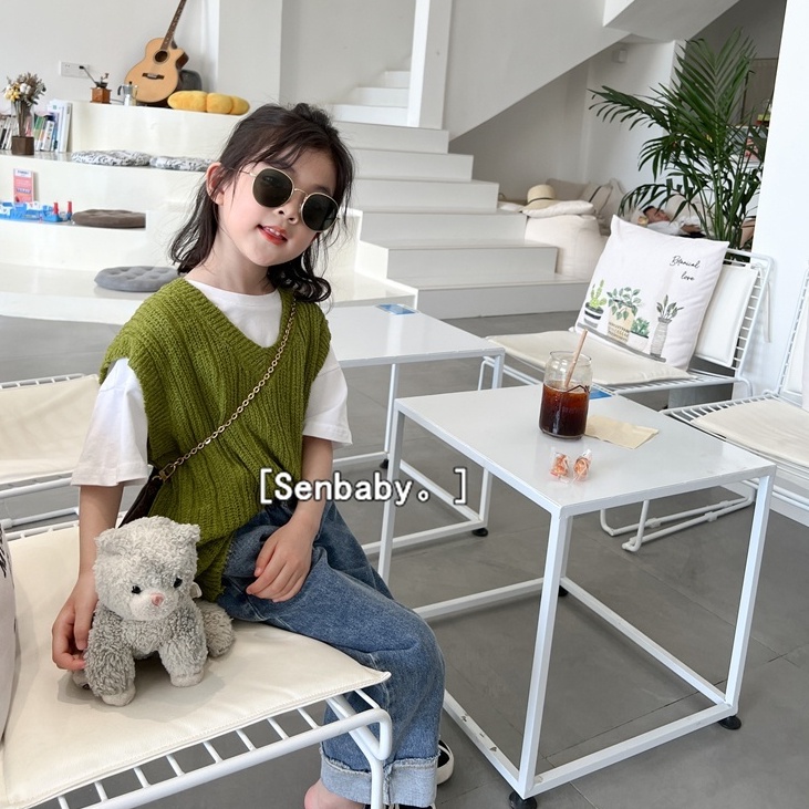 Áo Dệt Kim Sát Nách Giả Nhiều Lớp Cá Tính Cho Bé Gái