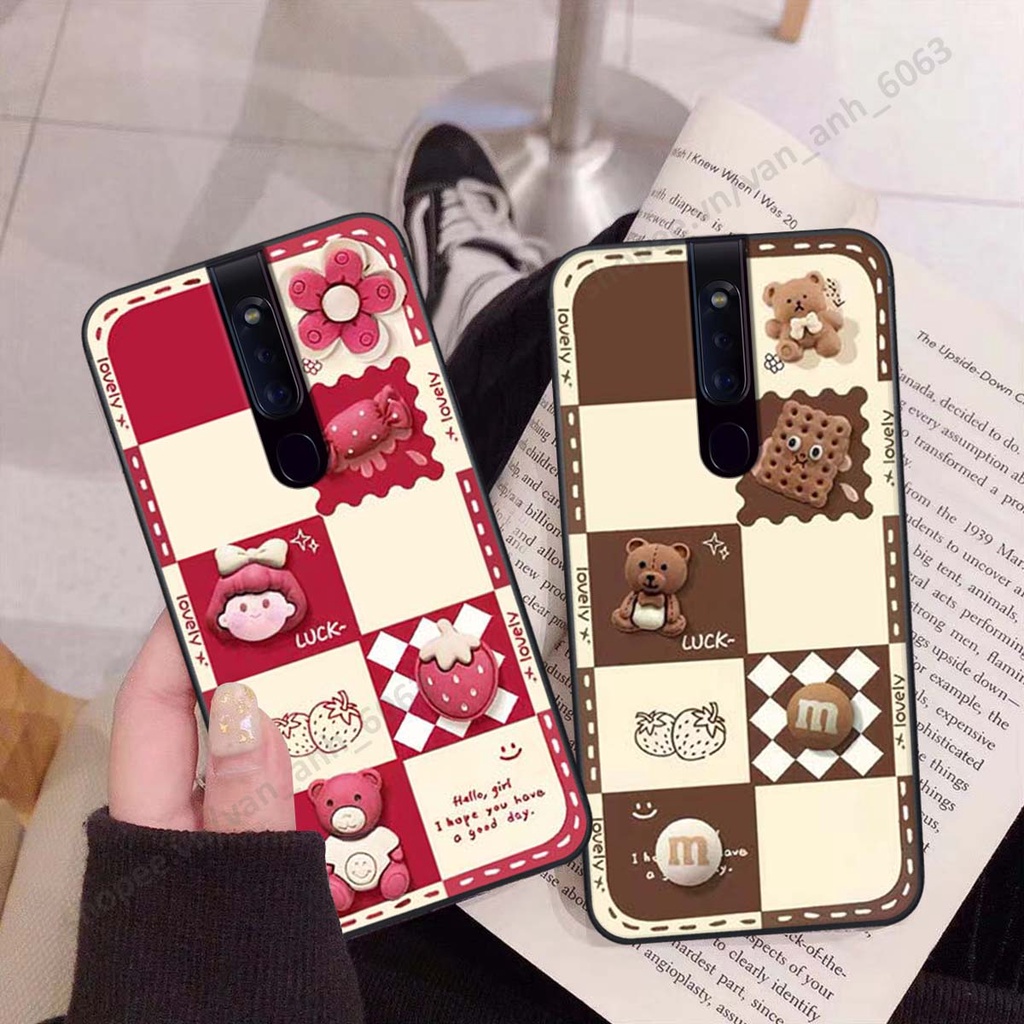 Ốp lưng Oppo F11 / F11 Pro hình 3D gấu, kẹo dễ thương siêu cute