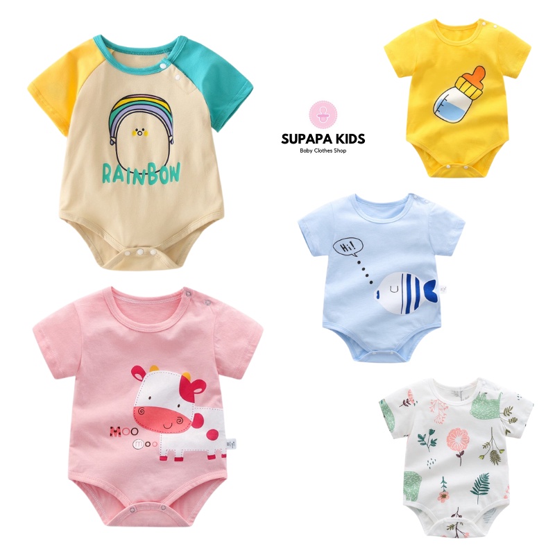 Bodychip cho bé , mẫu Body suit Hè Sơ Sinh vải 100% Cotton Mềm Mịn kiểu dáng dễ thương từ 3-12kg