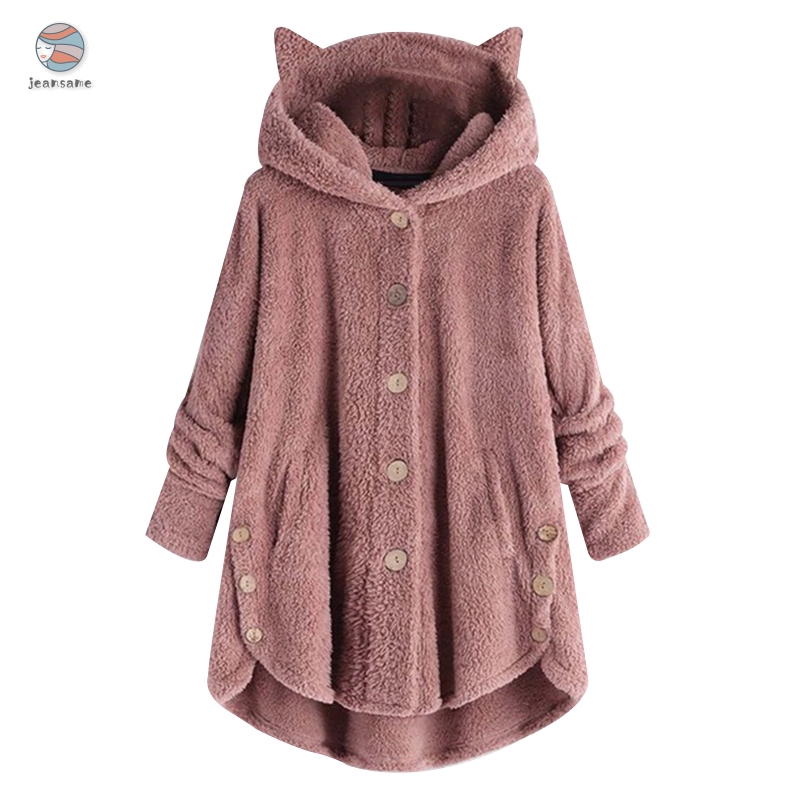 Áo Khoác Hoodie Có Mũ Tai Mèo Plus Size