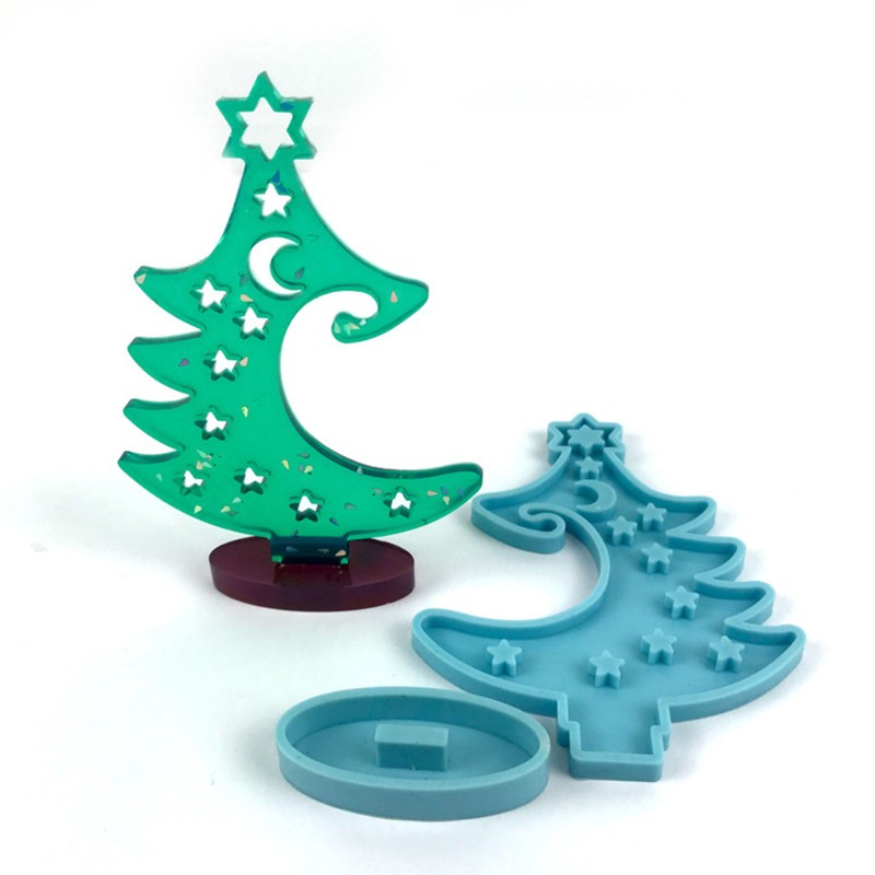 perfect Winter Tree Ring Holder Epoxy Resin Mold Assemble Christmas Tree Silicone Mould DIY Crafts Trinket Box Decorations Casting Tools