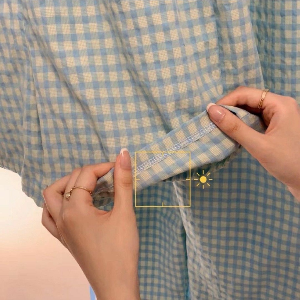 Quần Ngủ Cotton Ống Rộng Lưng Cao Họa Tiết Sọc Caro Phong Cách Hàn Quốc Mới | BigBuy360 - bigbuy360.vn