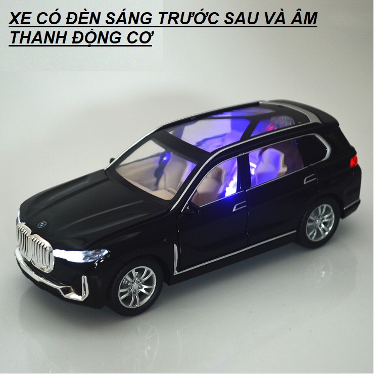 Mô hình xe ô tô BMW X7 bằng kim loại tỉ lệ 1:32 xe có âm thanh và đèn mở các cửa