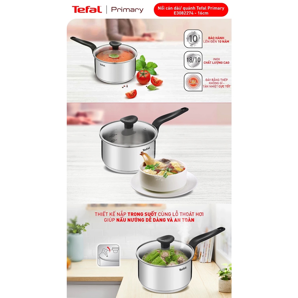 Nồi cán dài/ quánh Tefal Primary 16cm, 1.5L