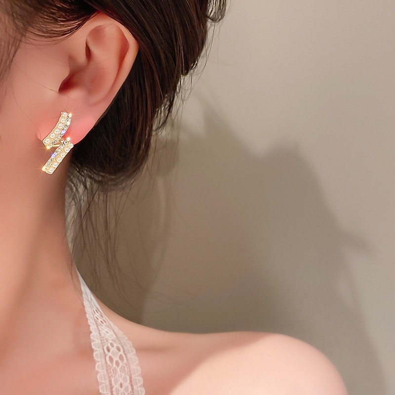 Khuyên tai bạc 925 đính ngọc trai nhân tạo phong cách Hàn Quốc 2021 cho nữ