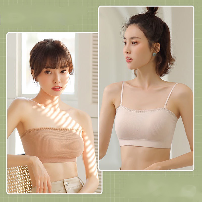 Áo Bra Nữ Cotton Tăm Viền Ren Dây Áo Đa Năng Siêu Sang Chảnh B3325