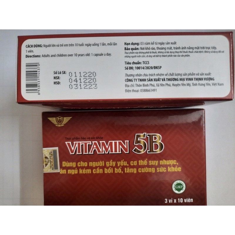 VITAMIN 5B Kingphar - Hộp 30 Viên -  Bổ sung 4 loại vitamin nhóm B: B1, B2. B5. B6. B12