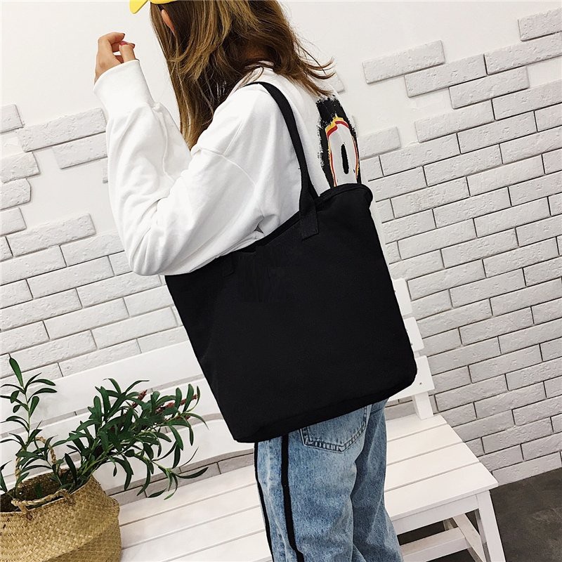 Túi tote bag đeo vai vải canvas nữ unisex Hàn Quốc form basic giá rẻ Herbagstore MP08