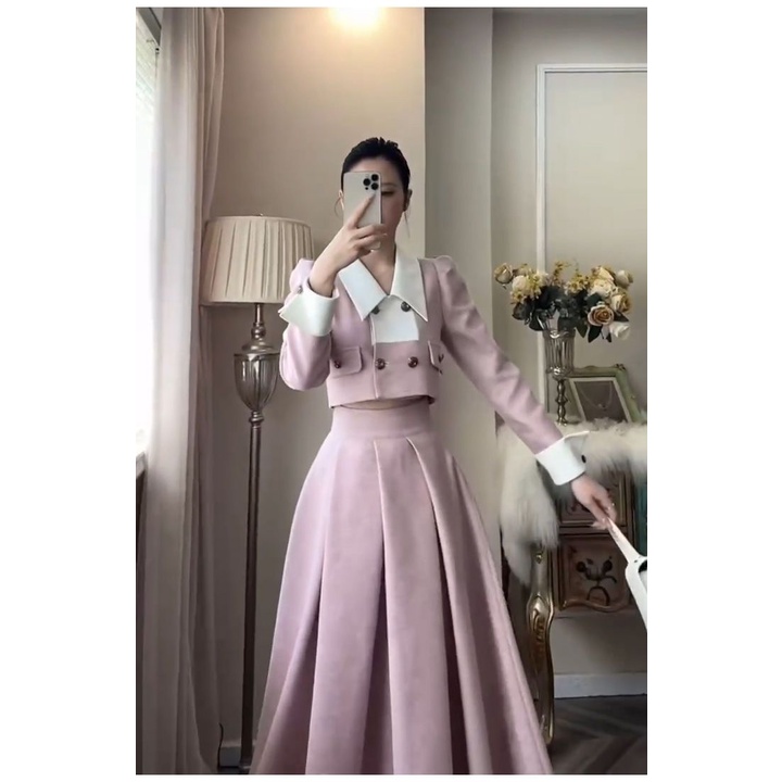 Bộ Áo Khoác + Quần Short Lưng Cao Thời Trang Thu Đông 2022 Cho Nữ