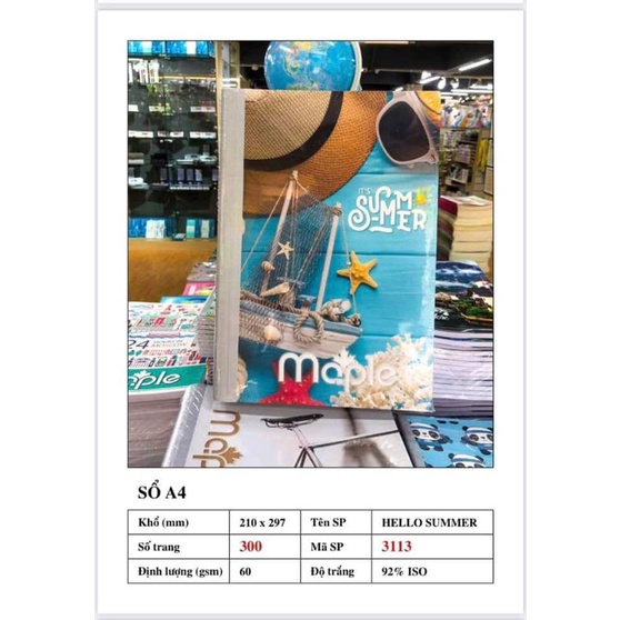 Sổ bìa bồi may gáy Maple 200/260/300/360 trang dòng kẻ ngang Cao cấp