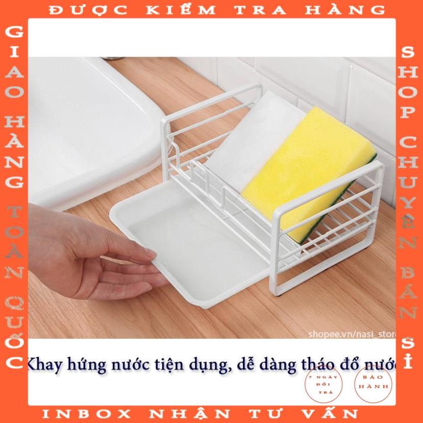 Kệ đựng đồ rửa bát bằng thép dày sơn tĩnh điện cứng chắc (hàng nhập khẩu) có khay hứng nước, giá phơi bọt biển phancung