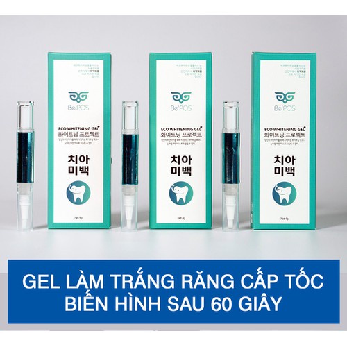 Gel Trắng Răng BE’POS – ECO WHITENING GEL PLUS Kèm Máng Ngậm 4g