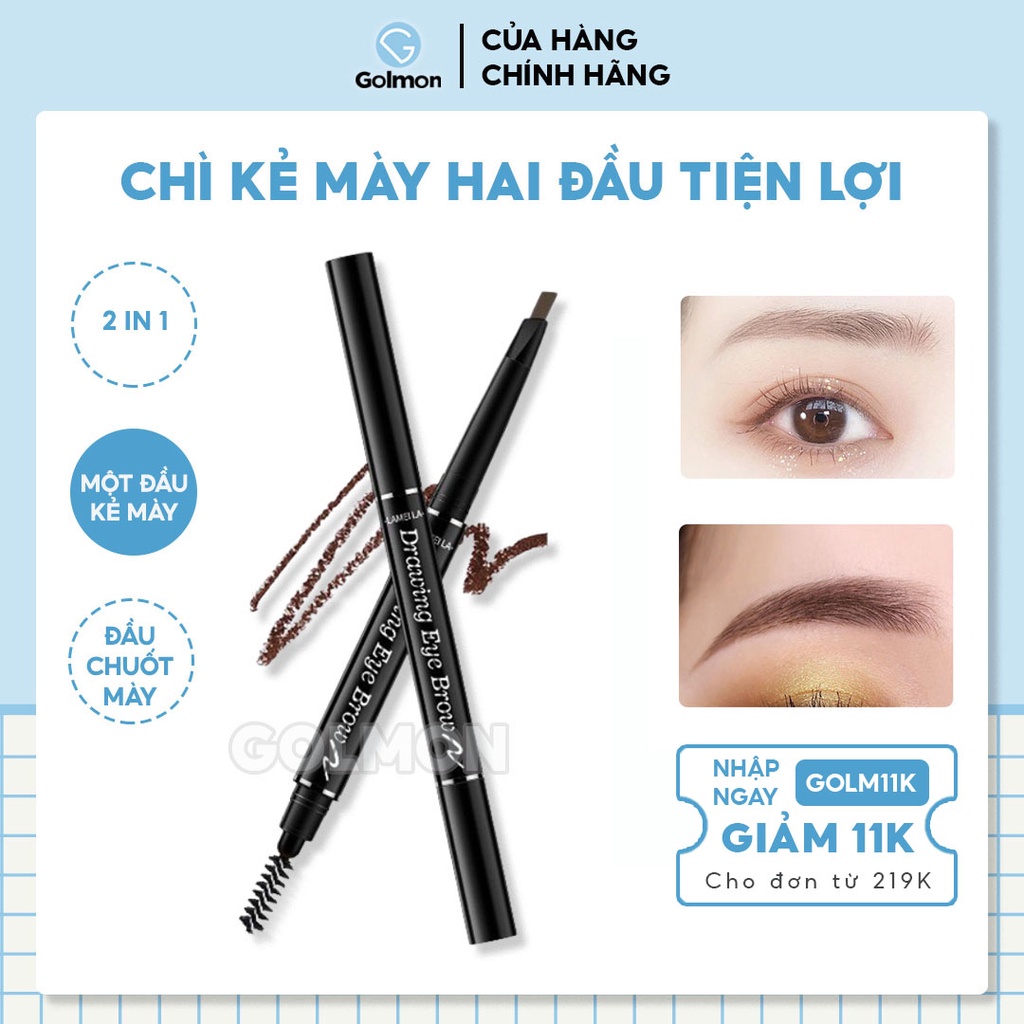 Chì Kẻ Mày Lameila Double Effect hai đầu chống nước bút chì kẻ mày lâu trôi nội địa Trung Golmon