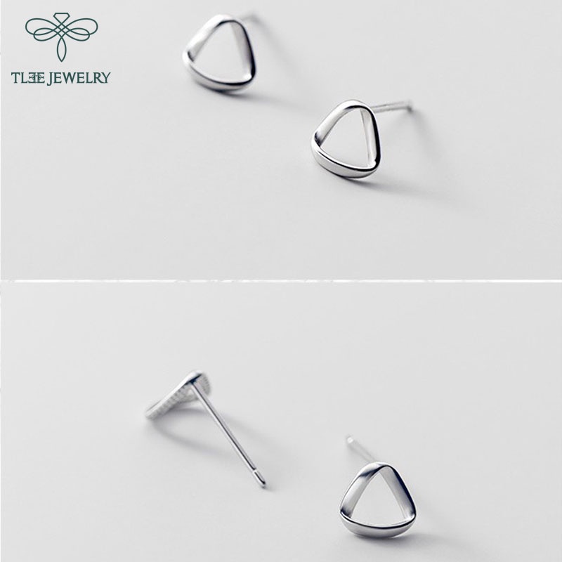 Khuyên tai bạc nữ TLEE tam giác xoắn basic TleeJewelry B0260
