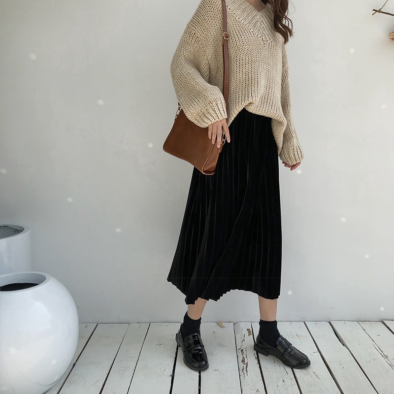 SUXI Chân váy eo cao thời trang nữ phong cách Hàn Quốc