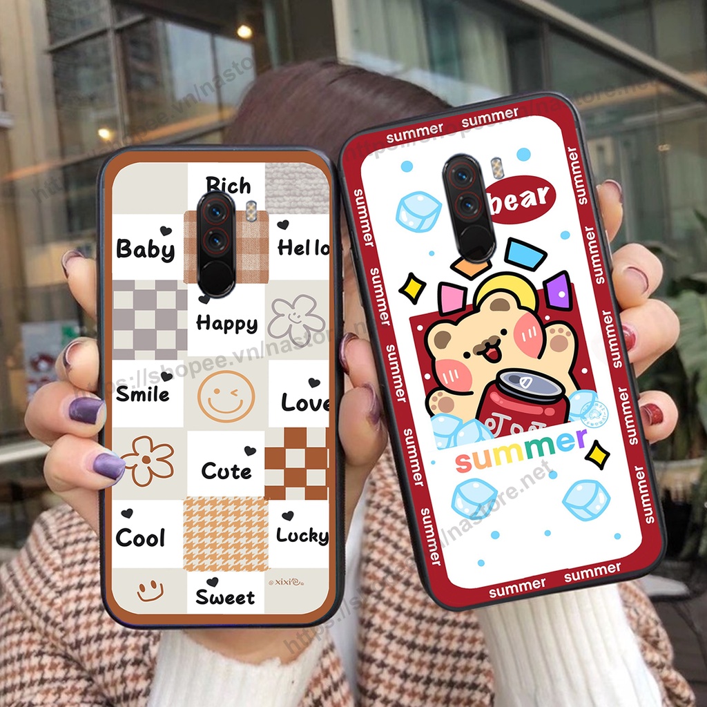 Ốp lưng Xiaomi Pocophone F1 trái tim gấu bo viền thể thao đẹp giá rẻ