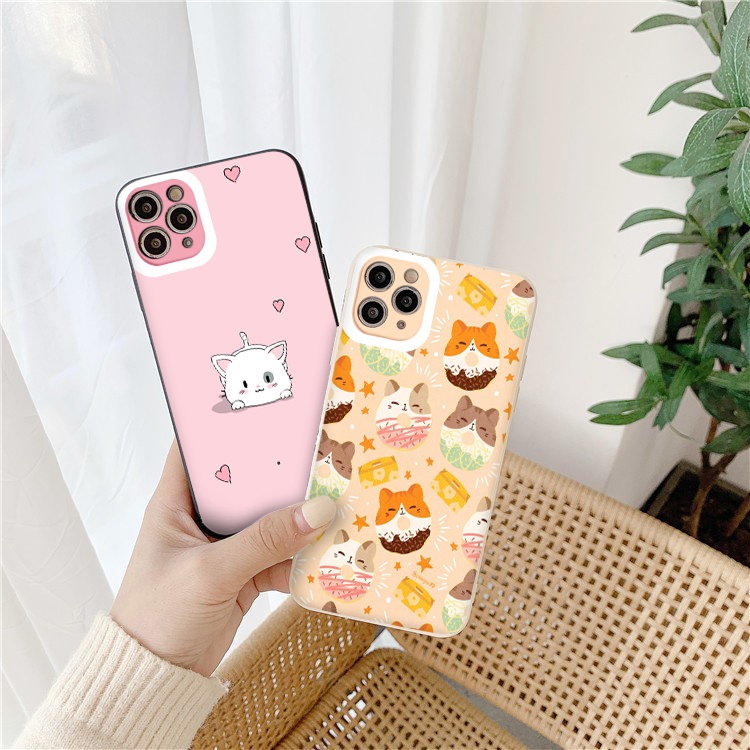 Ốp lưng iphone 8plus/7plus/6plus chống sốc viền vuông mèo con dễ thương ốp iphone 13/11/12/Pro/Promax/x/xs/xsmax