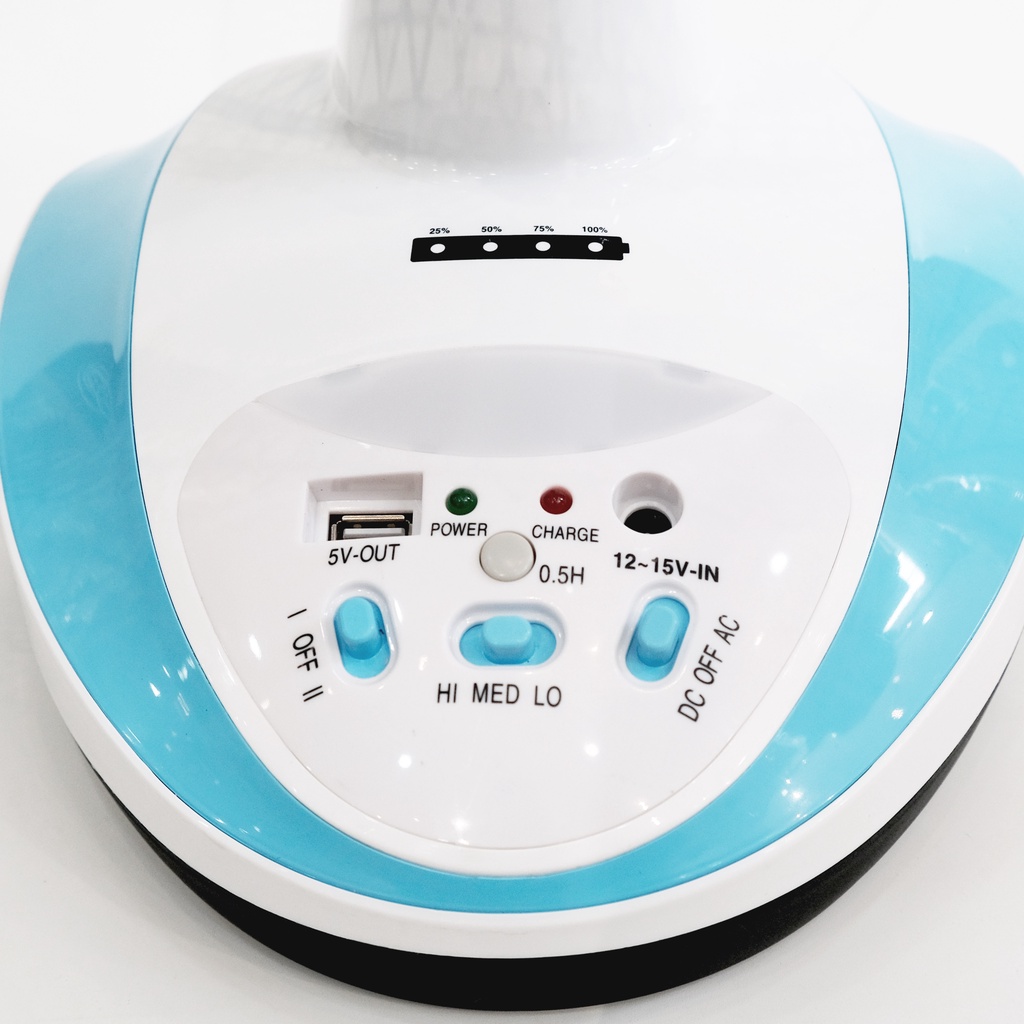 Quạt sạc tích điện để bàn AC&amp;DC 12 inch Honjianda FL312 1-2 bình - có đèn LED &amp; USB