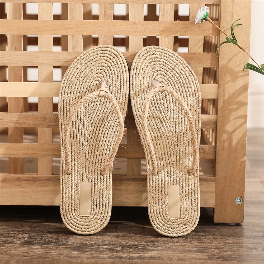 Dép Xỏ Ngón Đế Bằng Giả Rơm Thời Trang Đi Biển Mùa Hè Phong Cách Mới Cho Nữ