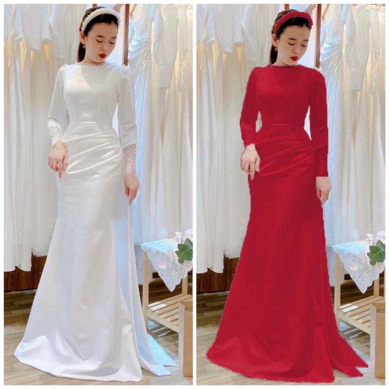 MS1297 ĐẦM BODY ĐUÔI CÁ TÔN DÁNG PHỐI TÀ NGOÀI full S/M/L/XL