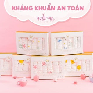 Hộp 6 khăn sữa cotton organic 6 lớp cao cấp Petit me