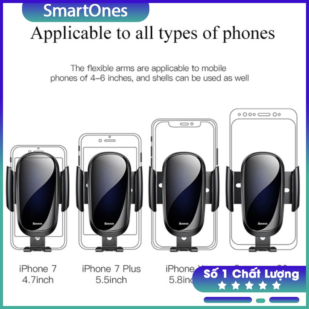 Giá Đỡ Kim Loại Trọng Lực trên Xe Hơi hiệu Baseus Cho iPhone, Samsung, Xiaomi, Huawei màn hình từ 4.7 đến 6.5 Inch