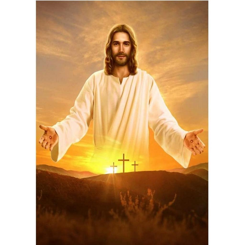 Bộ Dụng Cụ Làm Tranh Đính Đá 5D Họa Tiết Chúa Jesus Độc Đáo Kích Thước 30x40cm DIY Dùng Trang Trí