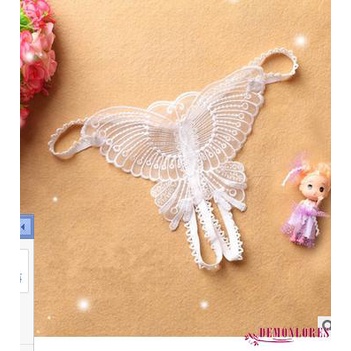 Quần Lót Lọt Khe Thêu Hình Bướm Màu Trơn Quyến Rũ Thời Trang Cho Nữ