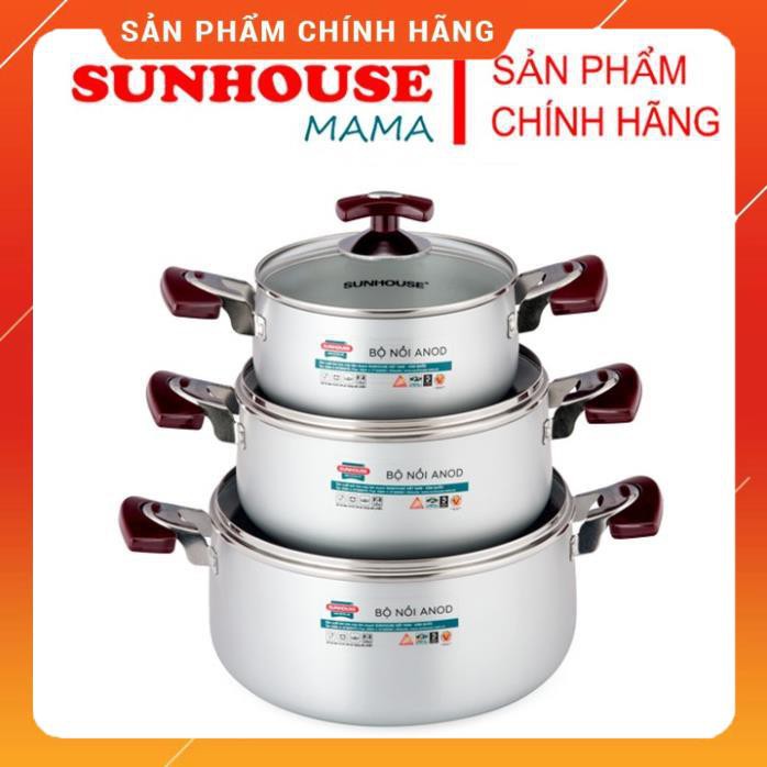 Bộ nồi anod Sunhouse SH8833EB ( size 18-22-26 )