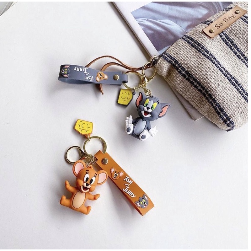 Móc Khóa Gắn Búp Bê Hoạt Hình Tom and Jerry Dễ Thương