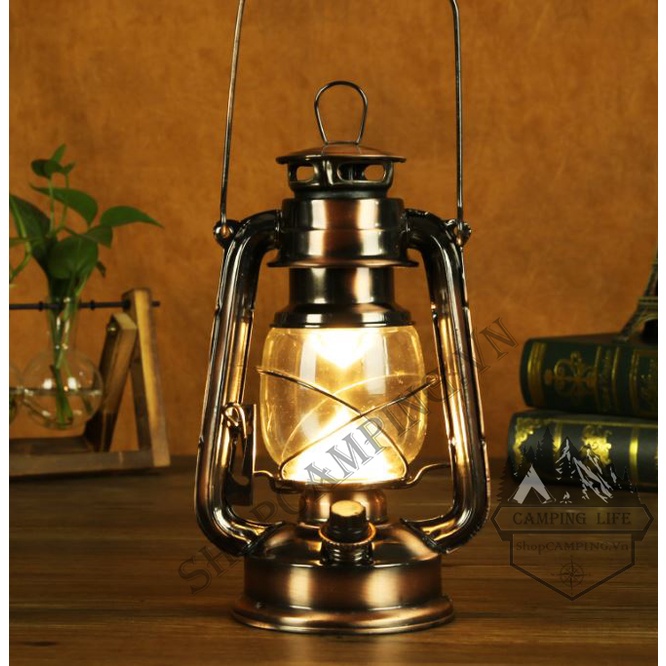 Đèn bão Led ánh sáng vàng Decor trang trí nhà cửa, cắm trại dã ngoại dùng pin 18650