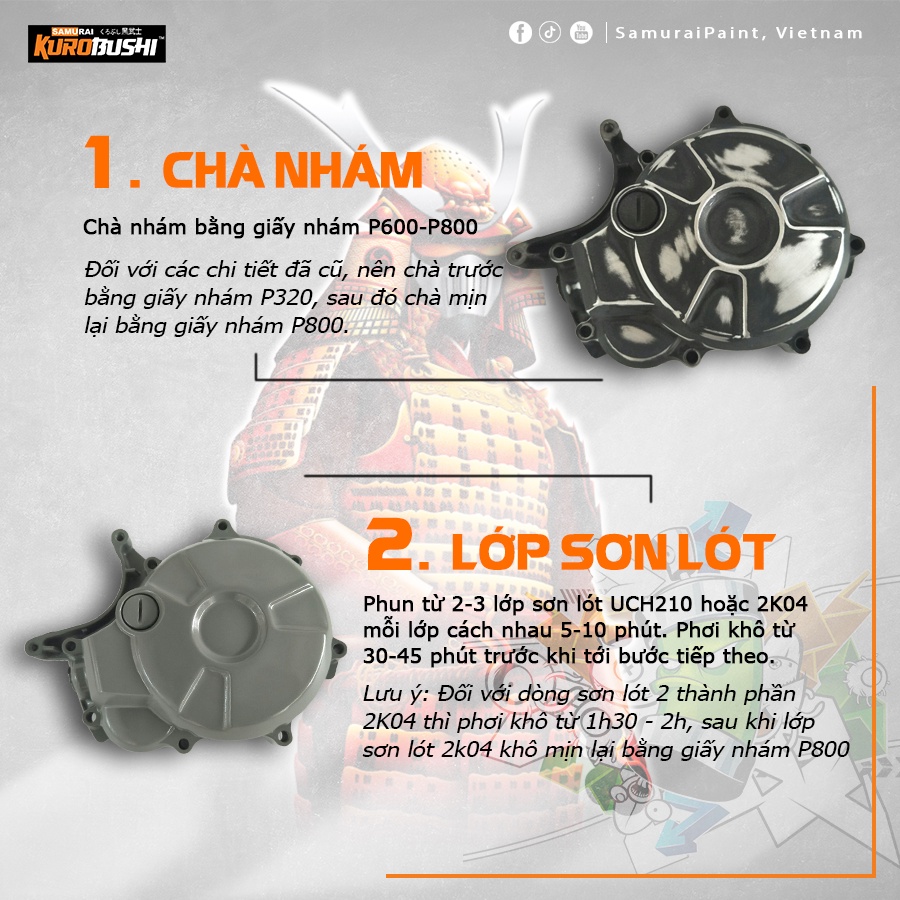 Sơn xịt Samurai màu vàng cát 43 tùy chọn chai lẻ hoặc combo đủ bước, sơn xe máy ô tô chất lượng