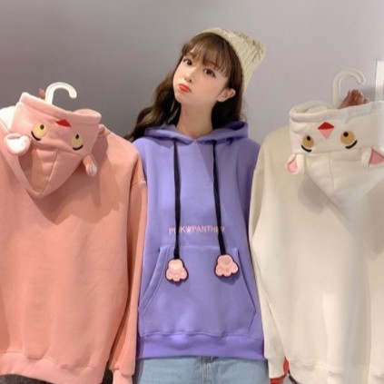 Áo Hoodie Thêu Mèo Tai Thỏ Thời Trang Nam Nữ Thu Đông phong cách năng động trẻ trung