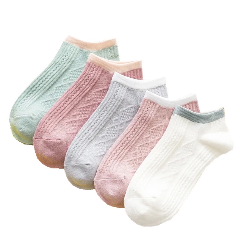 [TonaShoe] Vớ Cổ Ngắn Unisex Cotton Co Giãn Hút Mồ Hôi, Hoạ Tiết Xinh Xắn Phù Hợp Với Mọi Loại Giày