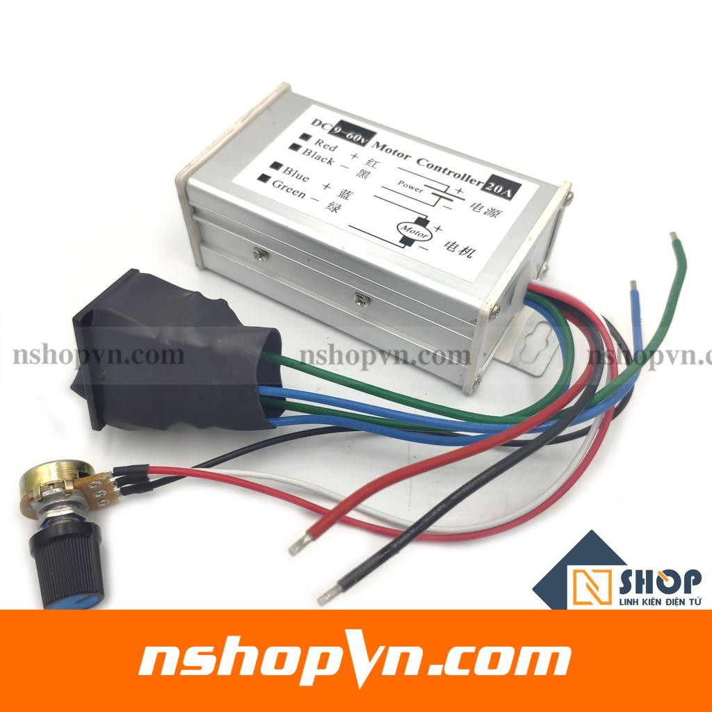 Bộ điều khiển tốc độ động cơ DC 20A có đảo chiều - vỏ nhôm