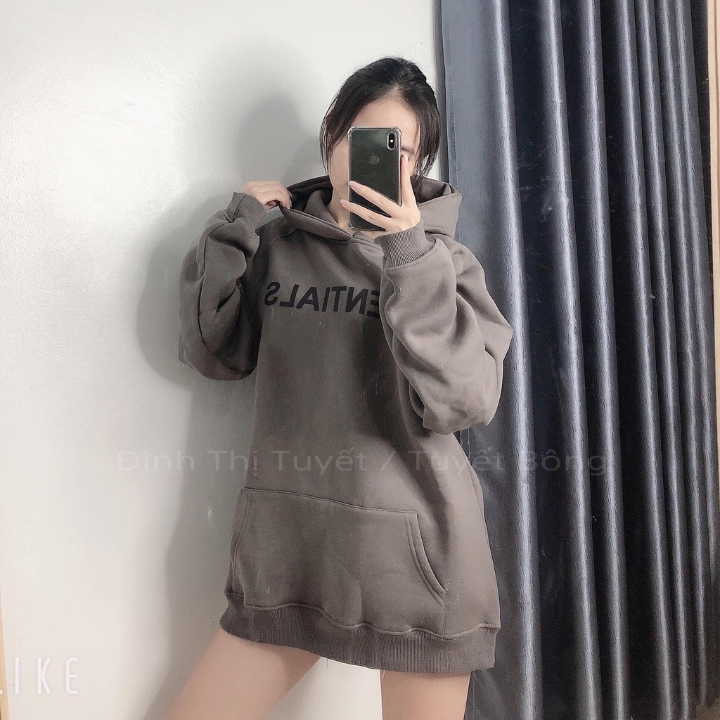 áo HOODIES Esential nỉ ấm in cao su chữ nổi siêu đỉnh túi zip đầy đủ | BigBuy360 - bigbuy360.vn
