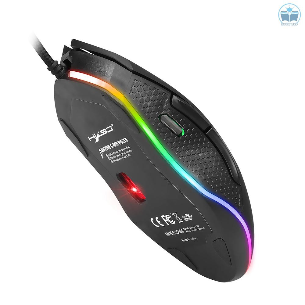 Chuột Gaming Hxsj S500 Có Dây 6 Nút Bấm Và Đèn Led 4800dpi