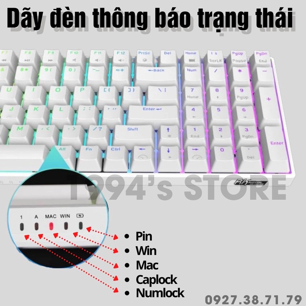 RK860 Version 4 HOTSWAP - Bàn phím cơ không dây RK100 RK860 Bluetooth 5.1 + Wireless 2.4G + Type C + Phần mềm để Custom