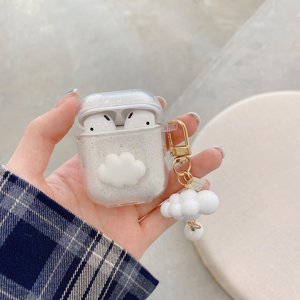 Vỏ Bảo Vệ Hộp Sạc Tai Nghe AirPods 1 2 pro 3 2021 gen3 Bluetooth Bằng Silicon Mềm Trong Suốt Phối Kim Tuyến Lấp Lánh