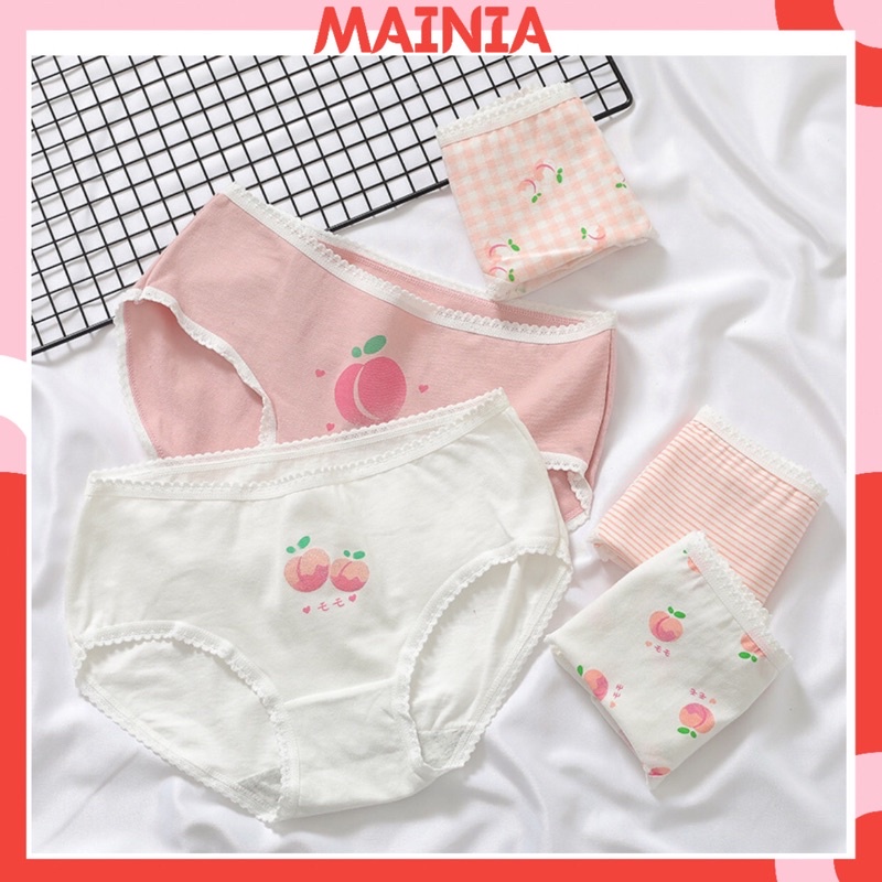 [Có Bigsize] Quần Lót Nữ Cotton Quả Đào  Sét 5 Quần Lót Nữ Dễ Thương Xinh Màu Hồng Xinh Xắn Mainia Shop