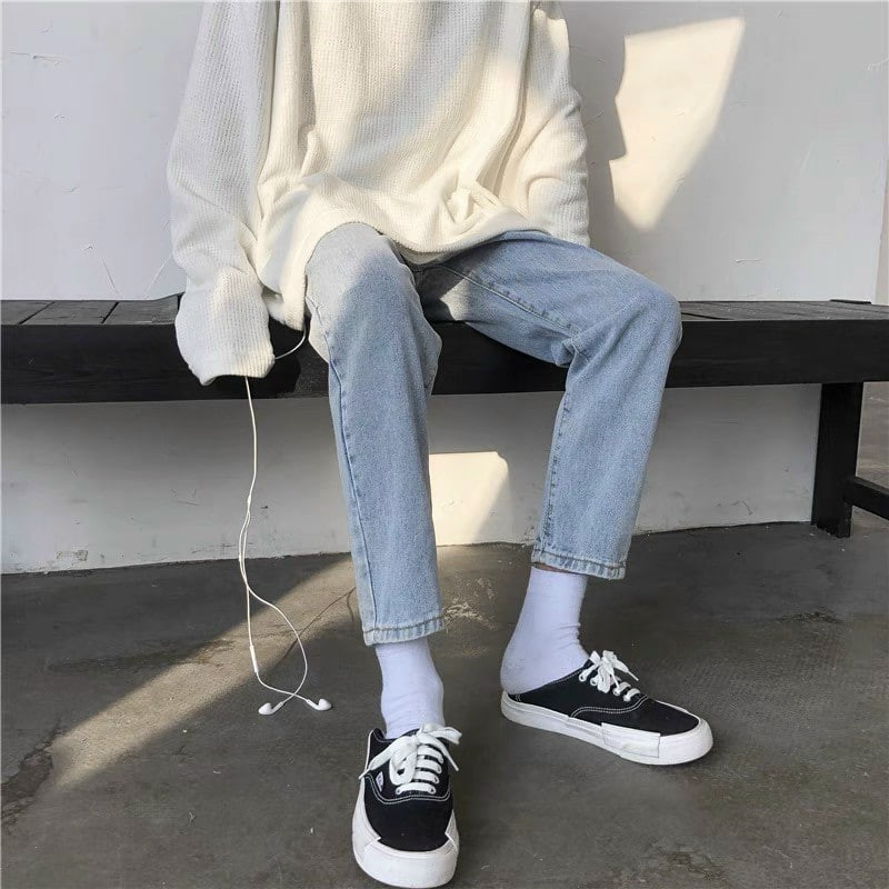 Quần Baggy Nam Phong cách - Jean dày wash màu xám xanh | BigBuy360 - bigbuy360.vn