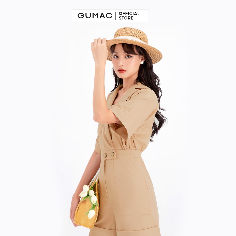 [Mã WABRG208 giảm 10% tối đa 50k đơn từ 250k] Jumpsuit phối túi GUMAC màu nâu đủ size quyến rũ DB714 | BigBuy360 - bigbuy360.vn