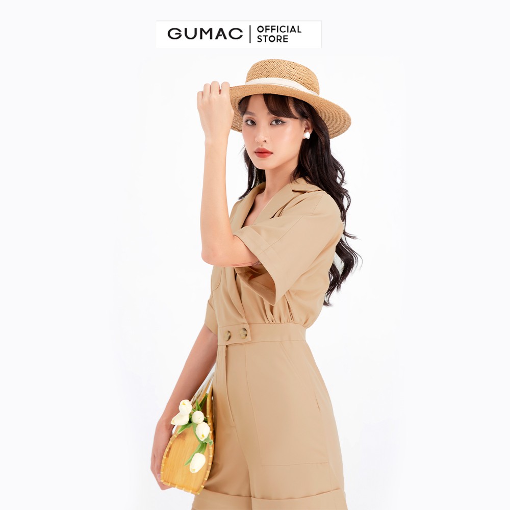 Jumpsuit phối túi GUMAC màu nâu đủ size quyến rũ DB714