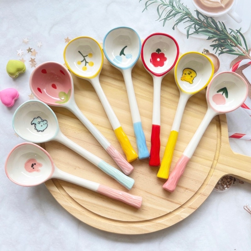 Thìa sứ hoạ tiết hoa quả muỗng thìa sứ