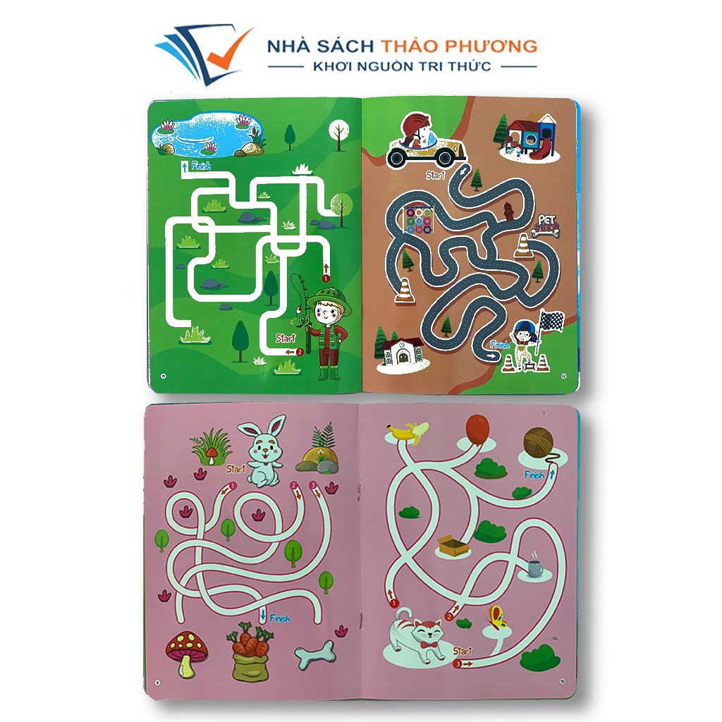 Sách - Trò Chơi Mê Cung Phát Triển Trí Tuệ 1234 - Phiên Bản Wipe Clean:Viết Xóa Được (Dành Cho Trẻ 2-6 Tuổi)