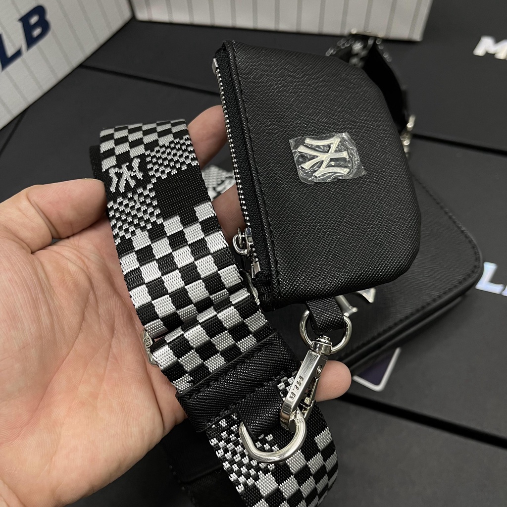 ✅ [ FELIX CHUẨN 1:1 + VIDEO] Túi Đeo Chéo MLB Mini Caro New York Yankees Black 3ACRS042N-50BKS | HÀNG CÓ SẴN | BẢN CHUẨN