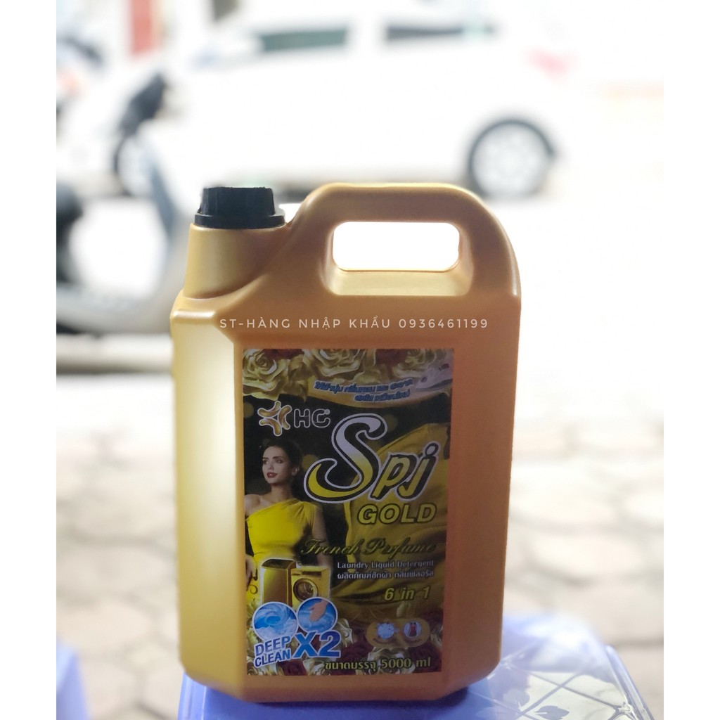 Nước giặt xả quần áo đậm đặc 6in1 SPJ ĐEN VÀ TÍM THÁI LAN 5lít