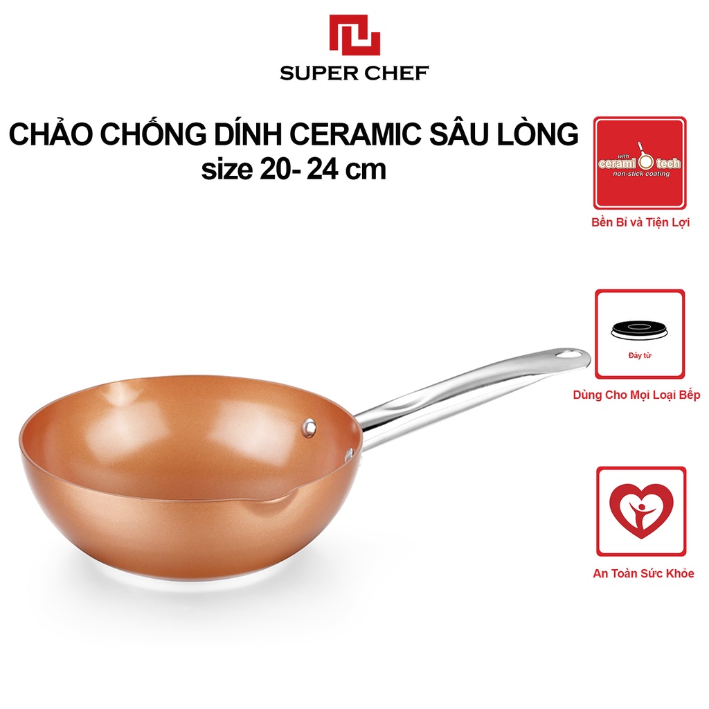 Chảo Chống Dính Sâu Lòng Bếp Từ Super Chef Siêu Bền, An Toàn