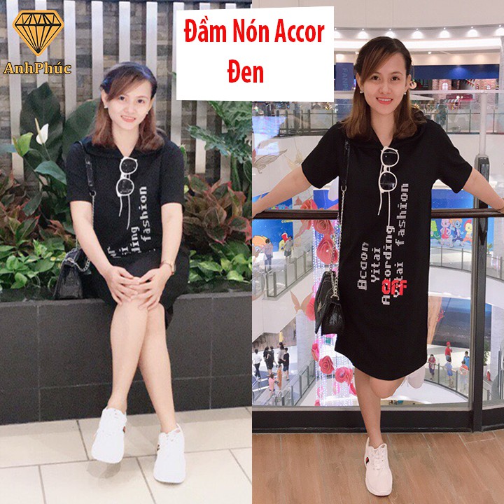 Đầm thun cotton có nón trùm đầu giá rẻ (49 - 56 ký) Anh Phúc + Đầm Nón