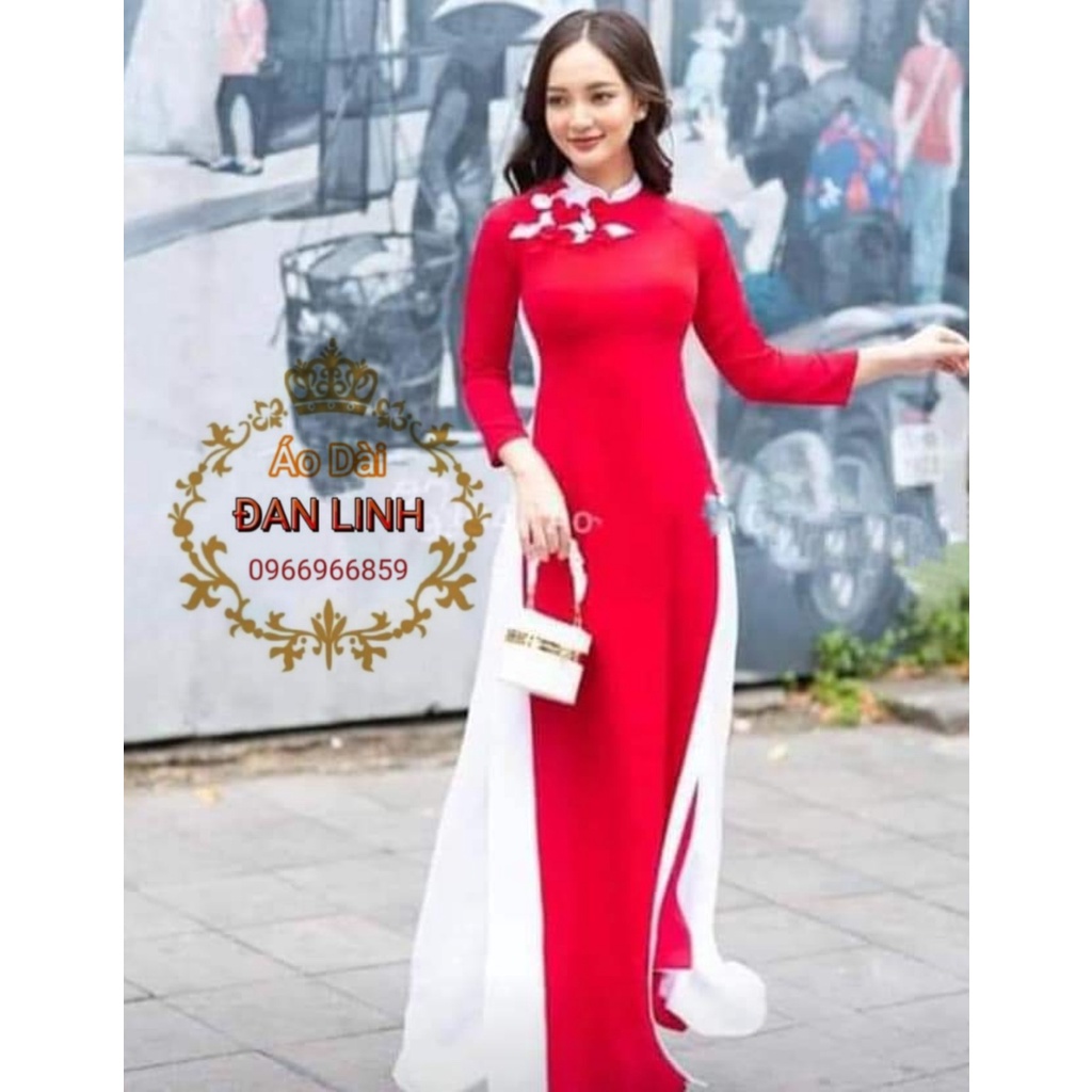 Mẫu áo dài 4 tà đính hoa, may cách điệu - Áo Dài Đan Linh